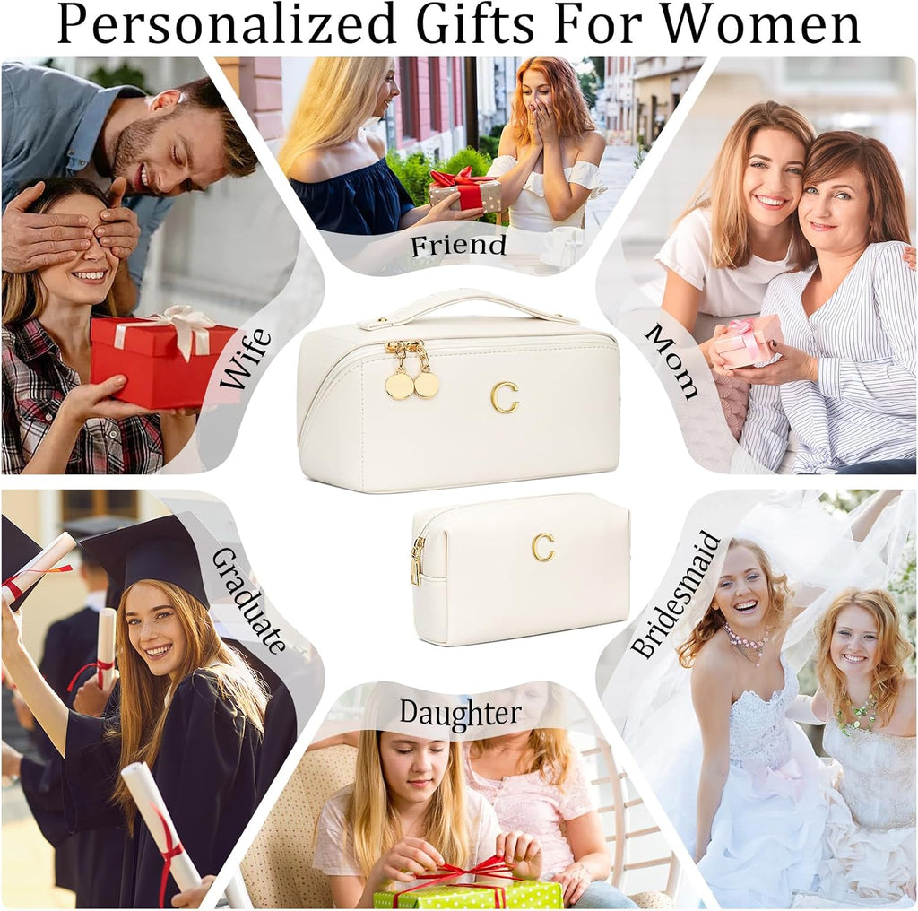 Initial Makeup Bag Personalized Gift for Women Teen Girls