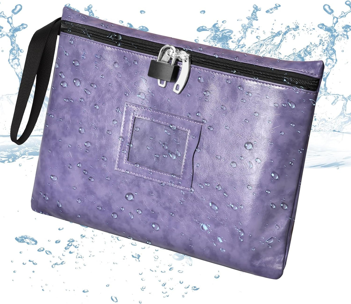 2 Pack Purple Notary Bag With Lock 13.2 * 10 Inch Waterproof Notary Supplies Bag For Women Pu Leather Document Organizer Zipper File Pouch Money Bank Deposit Bags For Passport Cash Stamp Travel