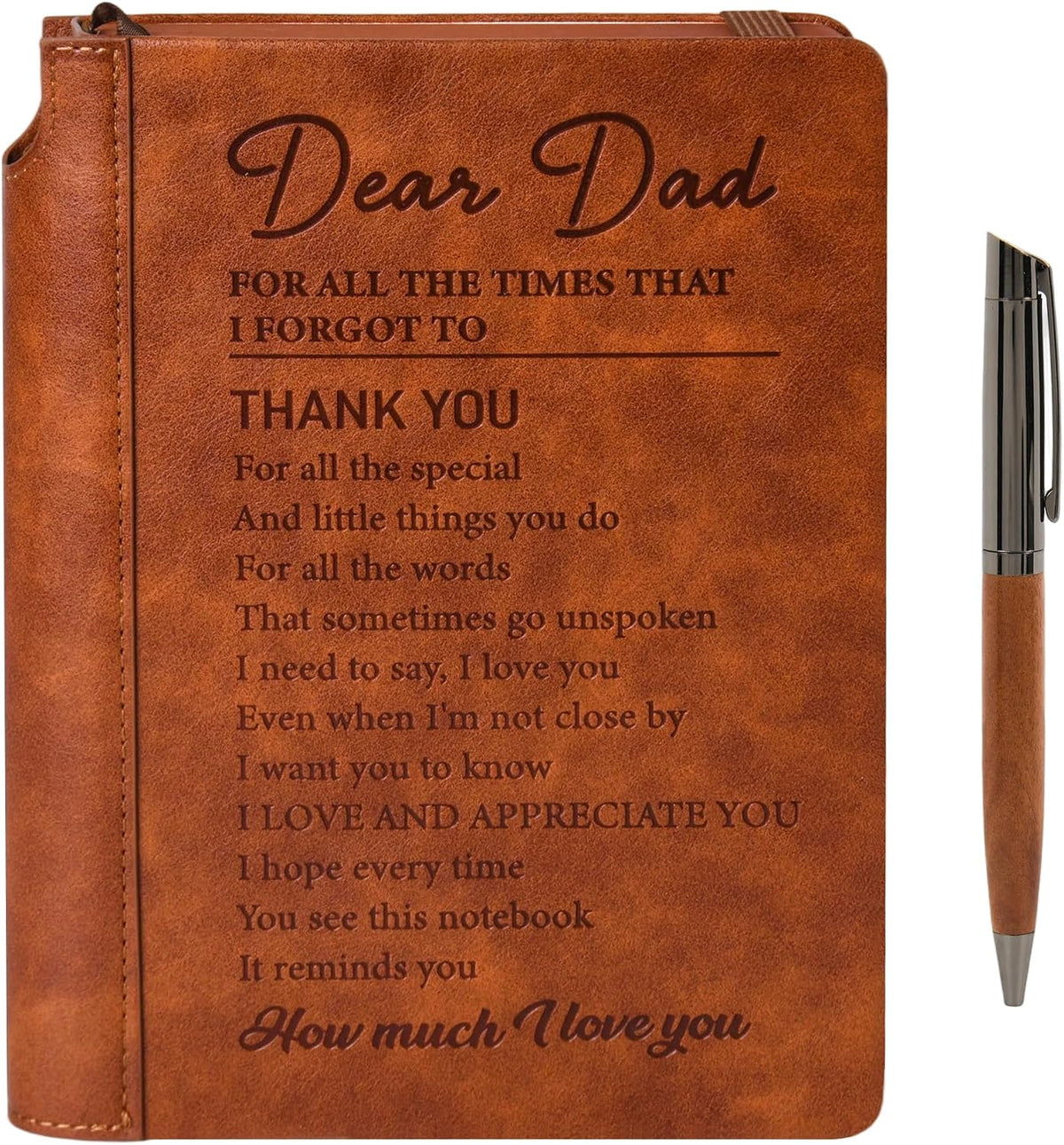 A5 Leather Hardcover Journal With Pen,Gifts For Birthday Father's Day Christmas,Dad Gifts From Daughter For Travel, Work,Note Taking,288 Lined Pages 100gsm Paper(Dad Journal)