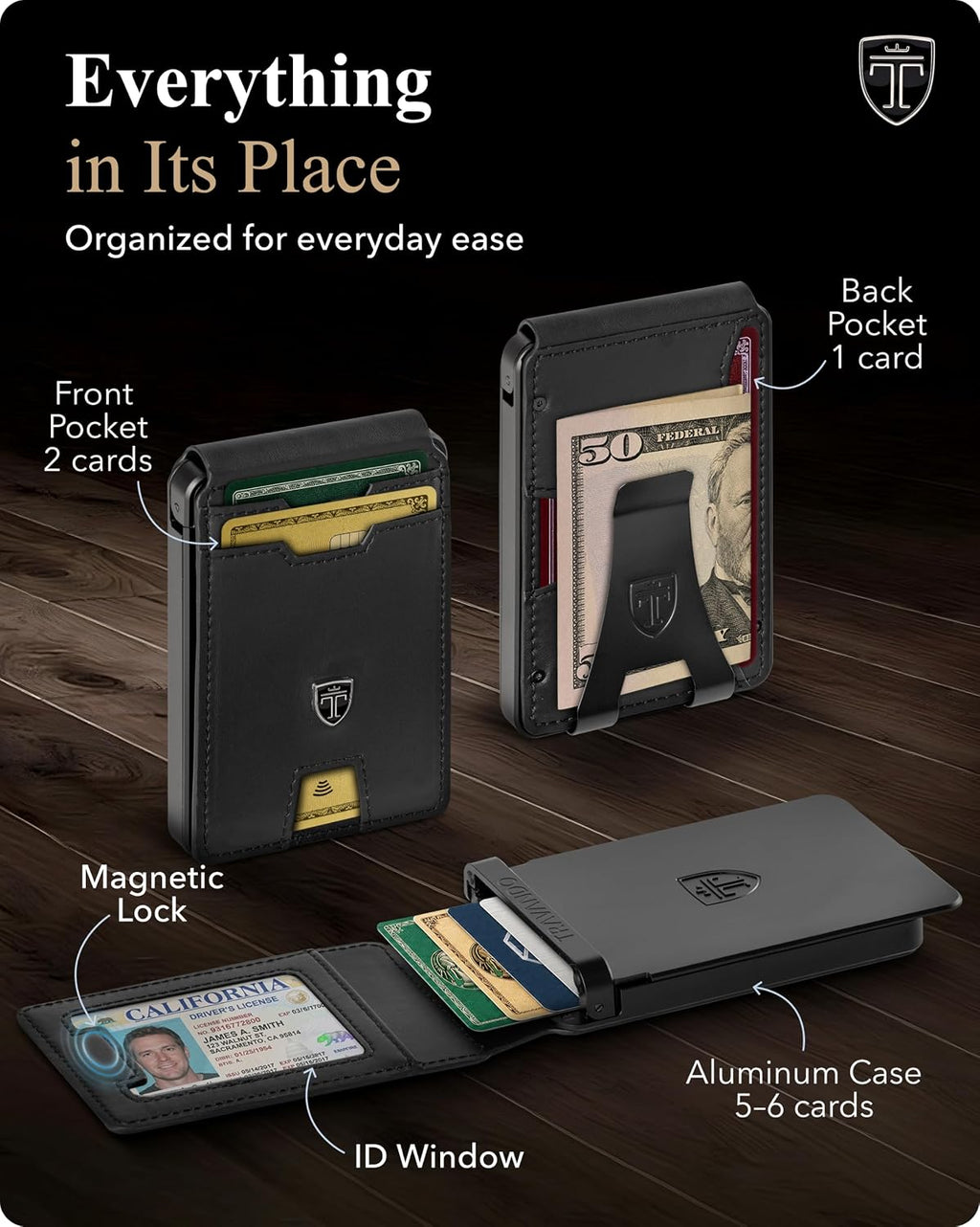 SLYDE Pop Up Wallet with Money Clip - RFID Safe Card Holder for 10 Cards