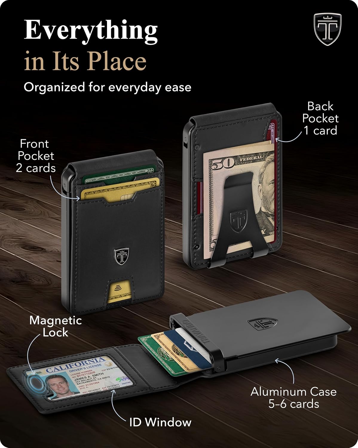 SLYDE Pop Up Wallet with Money Clip - RFID Safe Card Holder for 10 Cards