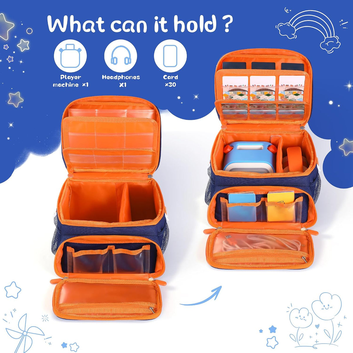 Carrying Case Fit for Yoto Player 3rd 4th Gen & Headphone,Holds 30 Cards