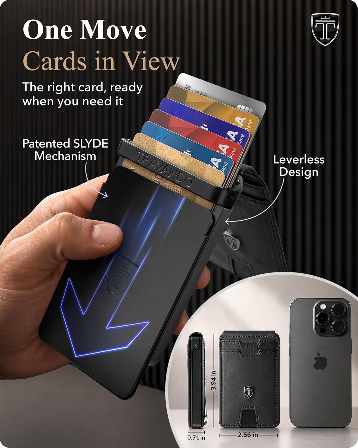 SLYDE Pop Up Wallet with Money Clip - RFID Safe Card Holder for 10 Cards