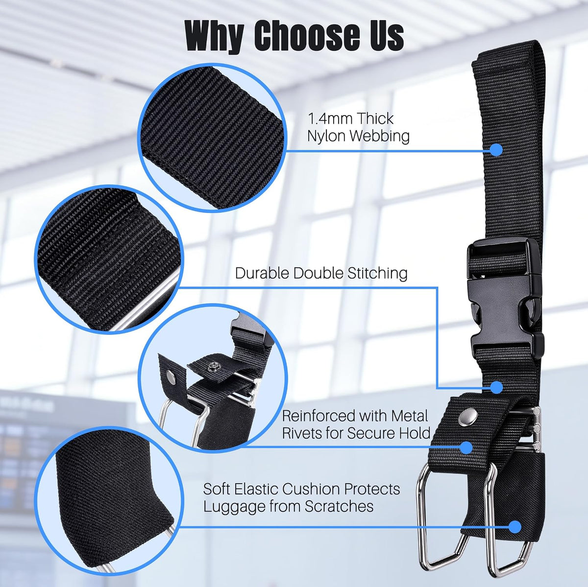 Vigorport Stainless Steel Luggage Hook Strap, Heavy Duty Add A Bag J Hook