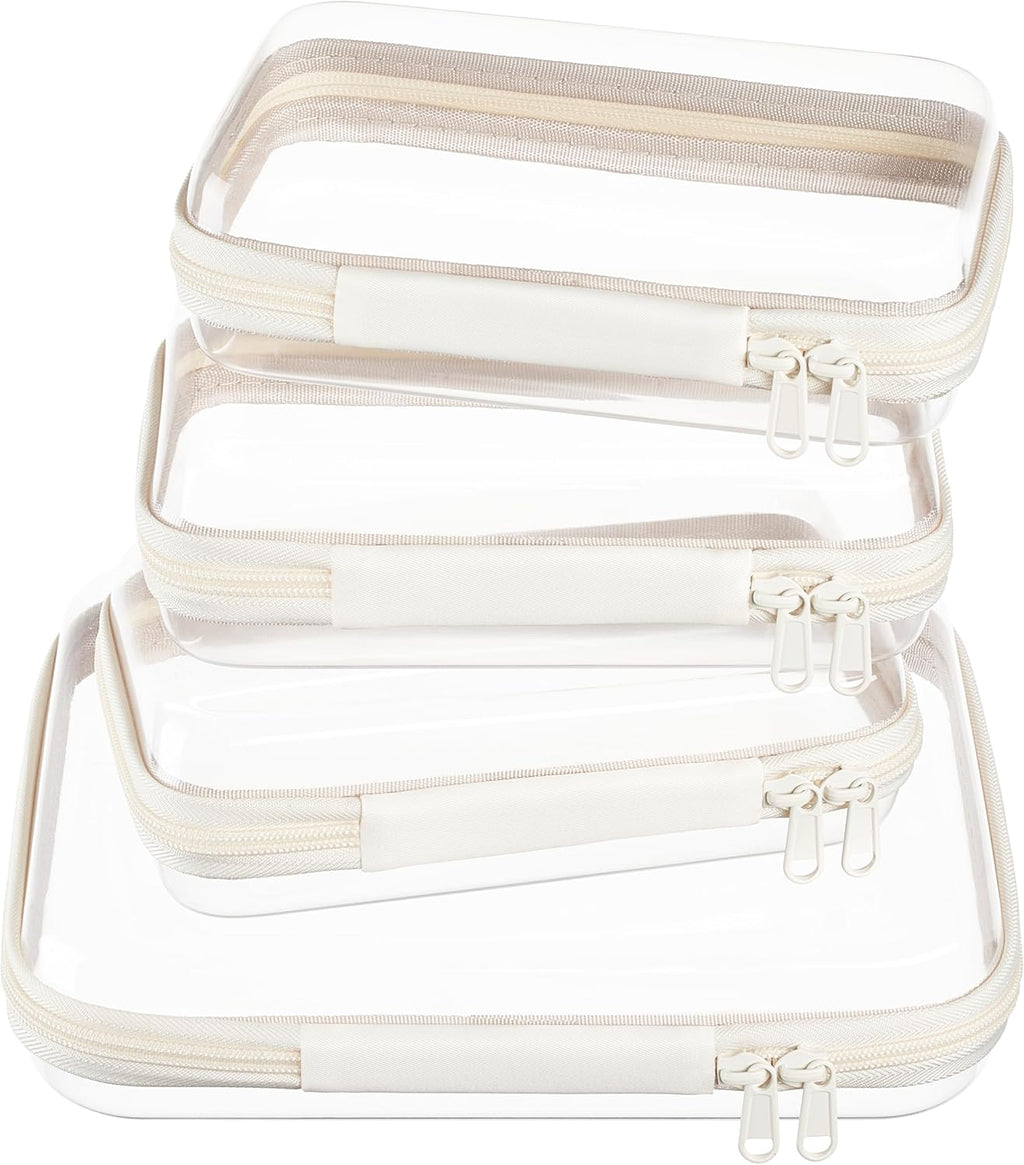 Clear Zipper Pouches, Hard Shell Zipper Case (M+3S)