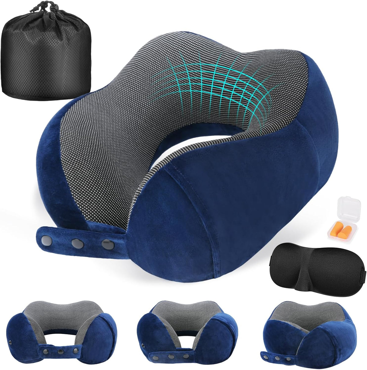 Cirorld Neck Pillow for Traveling, Travel Pillows for Airplanes Blue