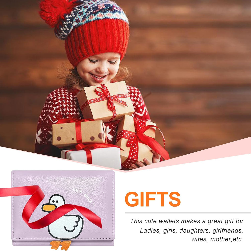 Cute Small Women Wallet with RFID Blocking,Suitable Kid Girls Ladies (Duck Purple)
