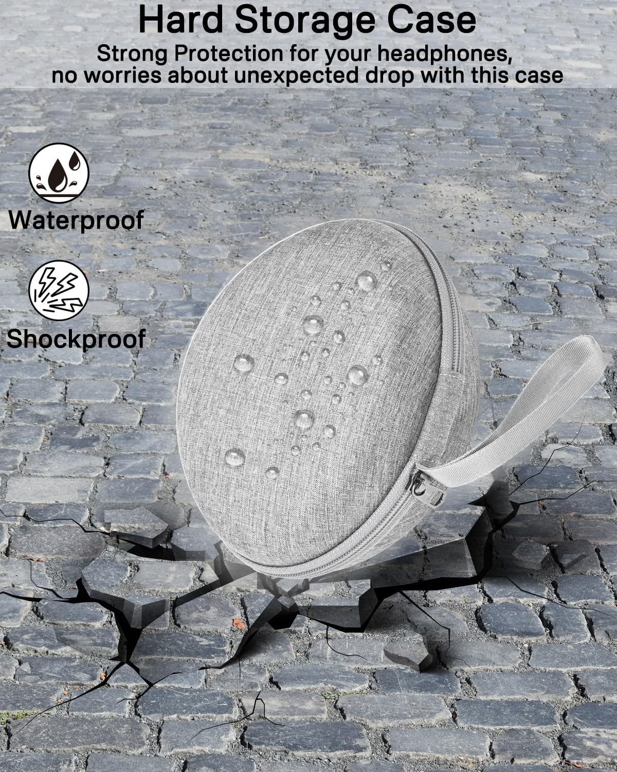 Hard Travel Carrying Case Compatible with Skullcandy Crusher Over-Ear Headphones. (Case Only, Not Include The Device)-Gray(Gray Lining)