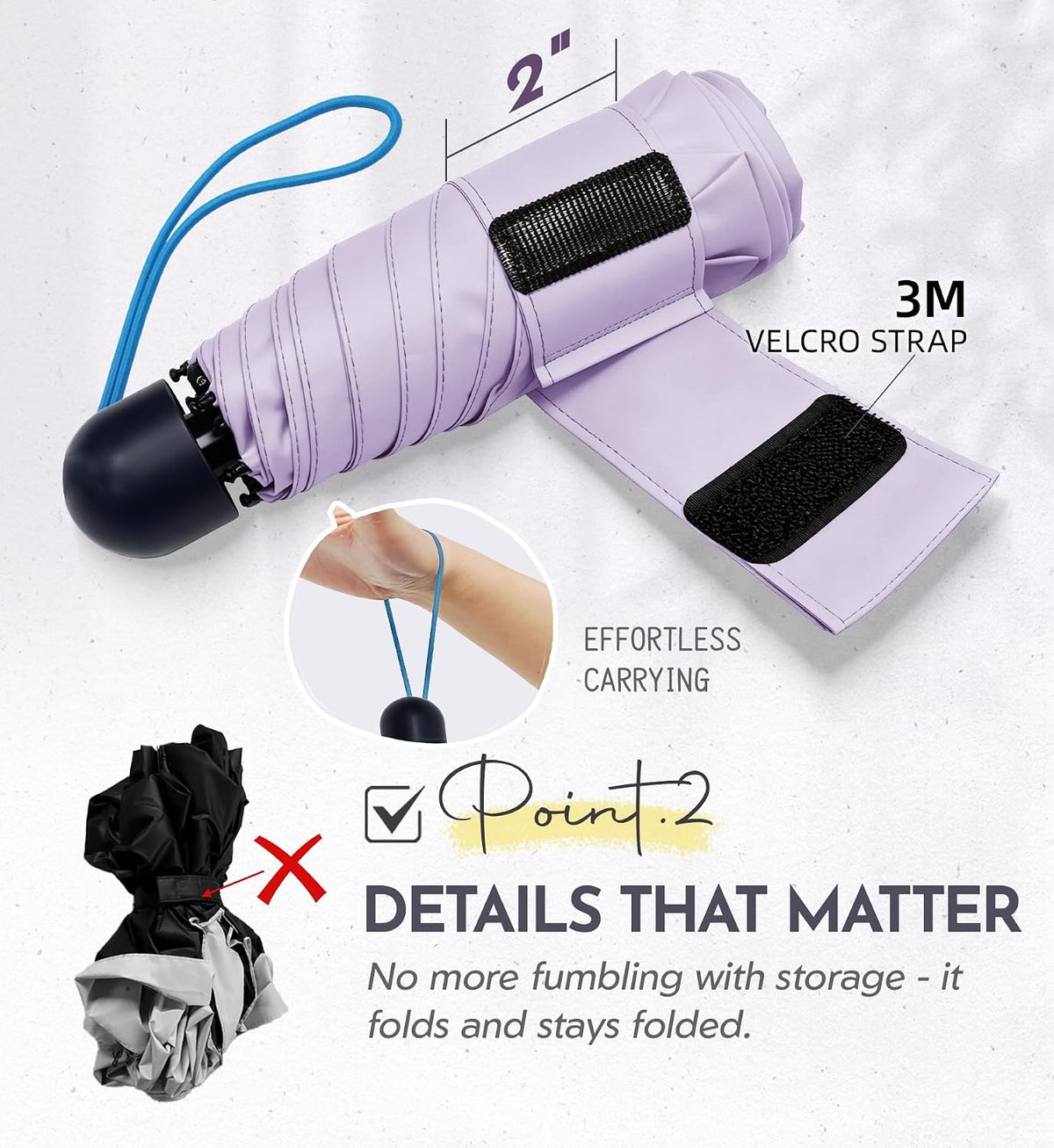 Umbrella Travel Size Mini Compact for Rain, UPF 100+ UV Protection