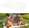 91 x 71 Inch Large White Picnic Blanket, Outdoor Picnic Blanket with Fringe, Soft Cotton Woven Blanket Picnic, Lightweight Foldable Blanket Picnic for Beach, Park, Camping (White Diamond Pattern)