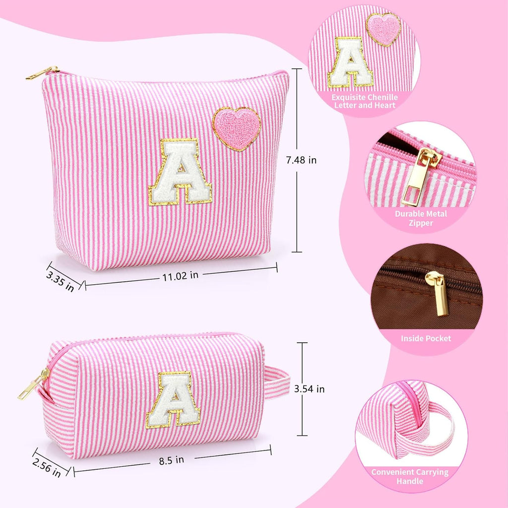 Personalized Initial Makeup Bag Pouch Cute Preppy Makeup Organizer bag