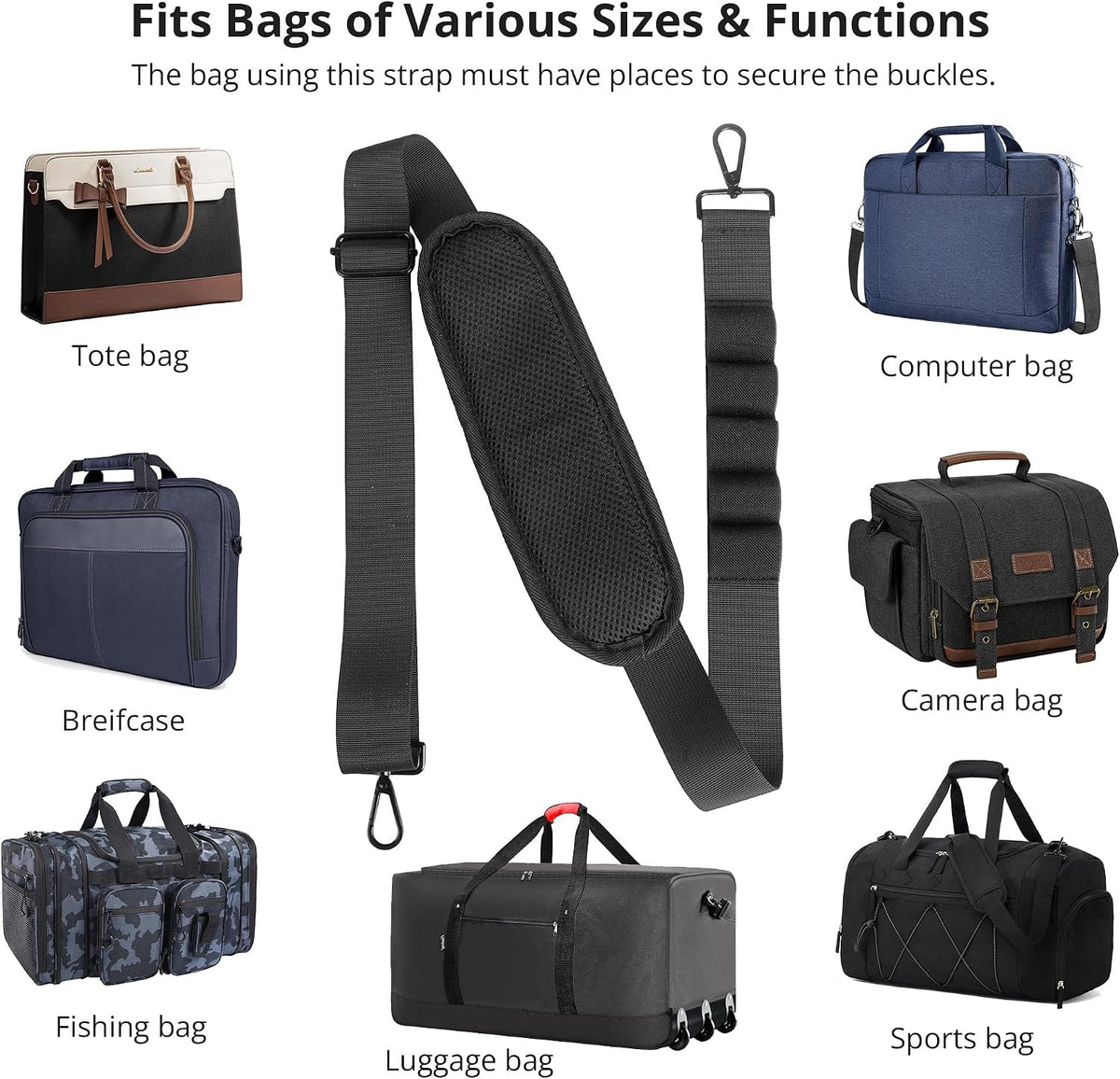 Shoulder Strap 59’’ Universal Adjustable Belt Strap Bag Strap with Loop