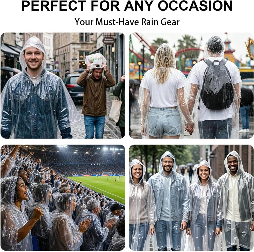 20 Pack Extra Thick Rain Ponchos for Adults with Shoe Covers Disposable