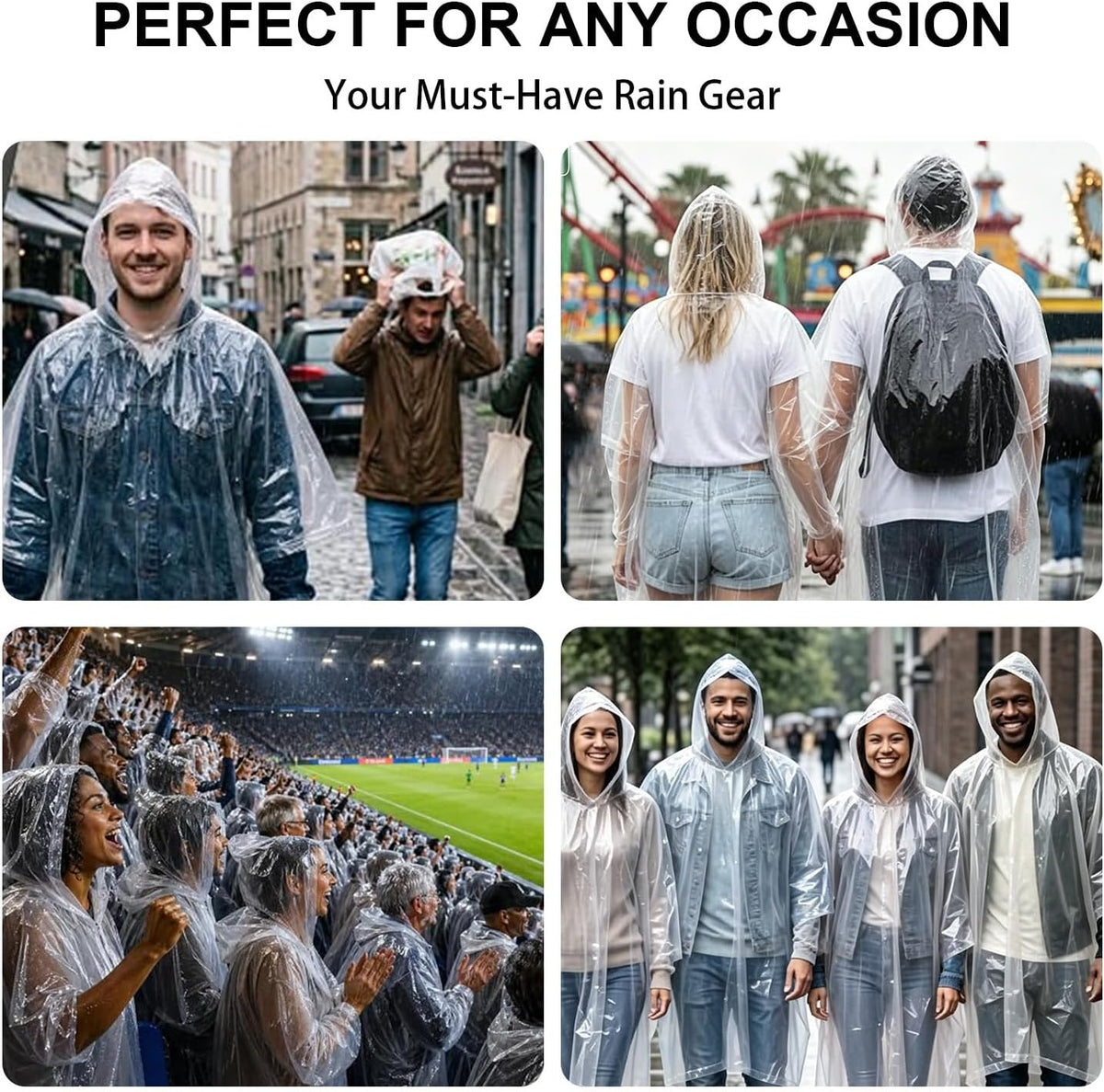 20 Pack Extra Thick Rain Ponchos for Adults with Shoe Covers Disposable