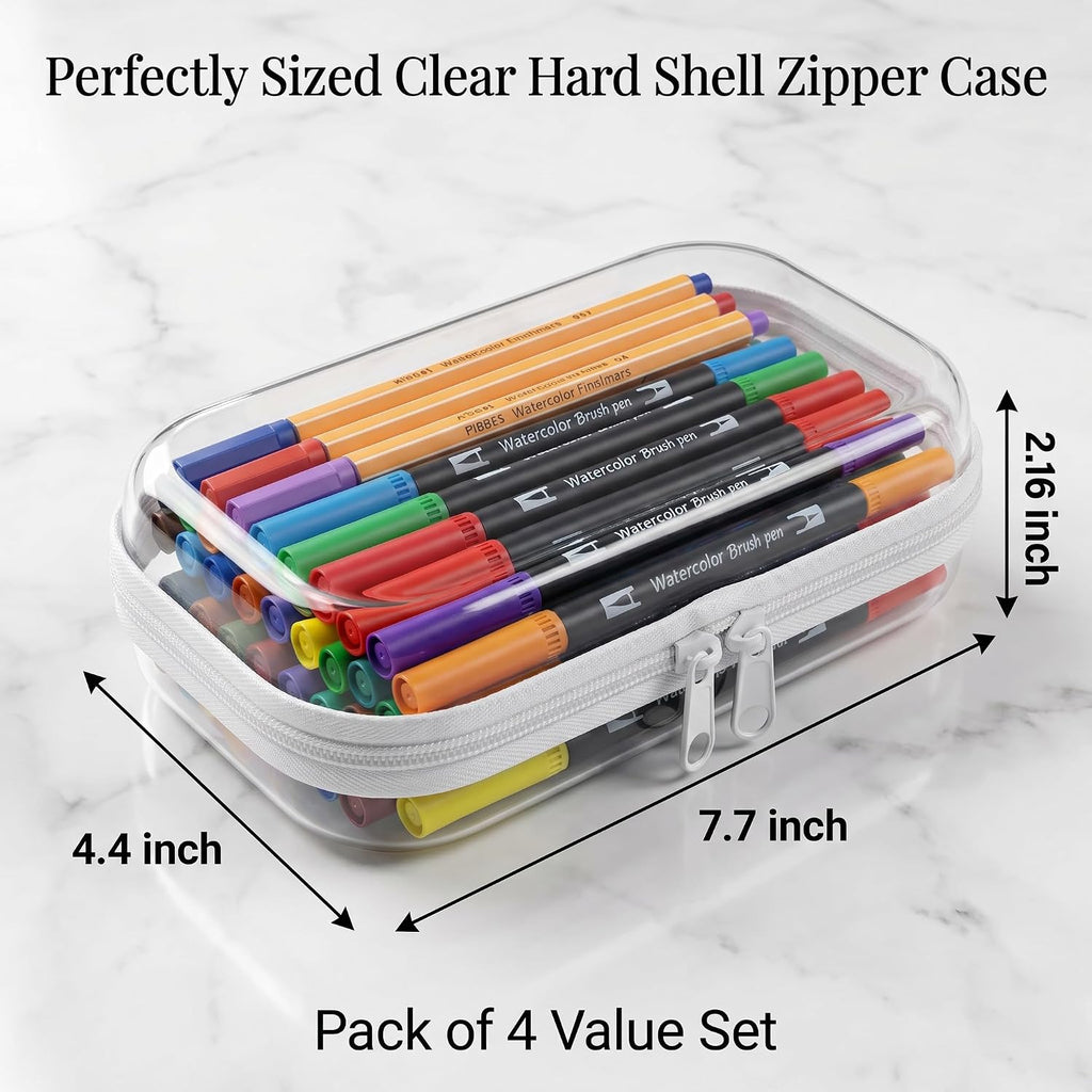 4 Pack Clear Hard Shell Zipper Case, Small Diaper Bag Organizer Pouches