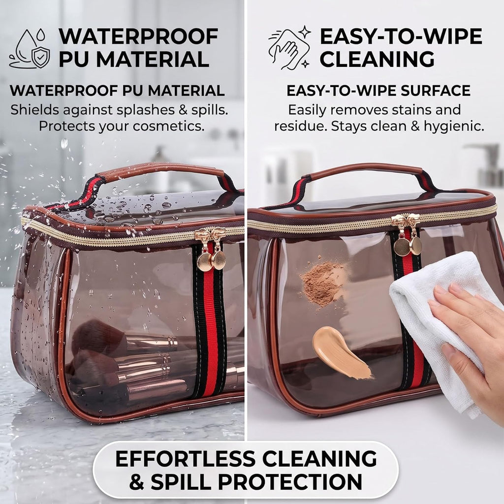 New Retro Vintage Vanity Bag, Clear Makeup Organizer with Handle