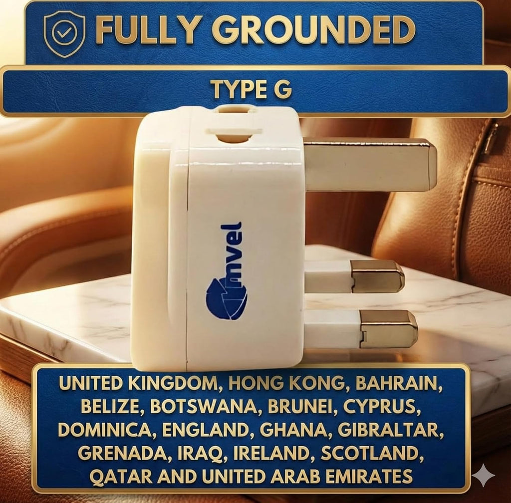 Universal International Power Adapter-2 in 1 UK Travel Plug Converter for Type G - Ideal for United Kingdom, Ireland, Great Britain, Scotland, England - London, Dublin - Worldwide Compatibility