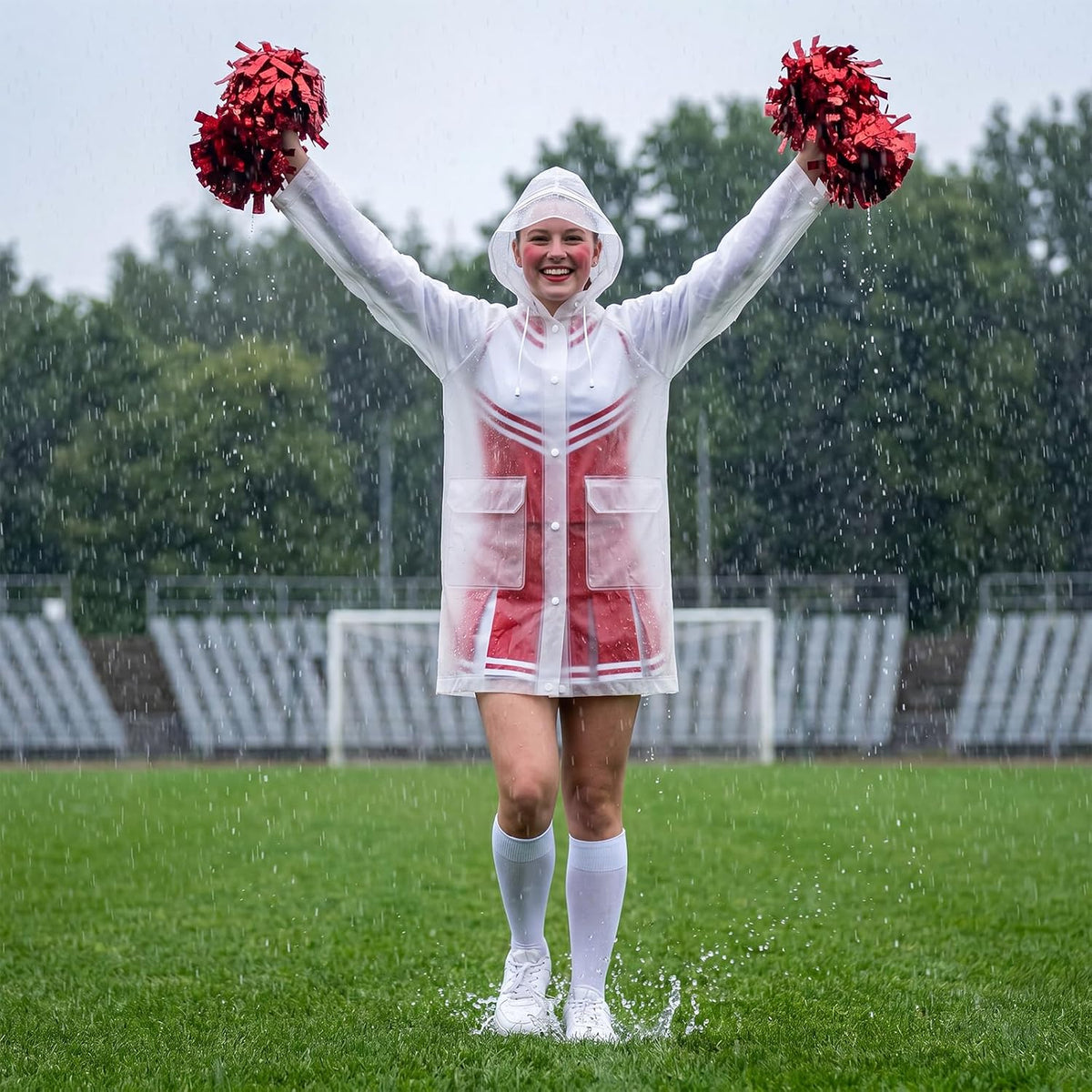 Janmercy Cheer Clear Rain Jacket with Detachable Hood