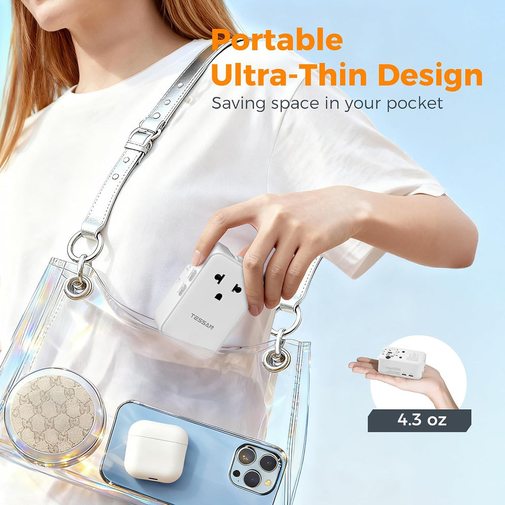TESSAN Universal Travel Adapter PD 25W, White