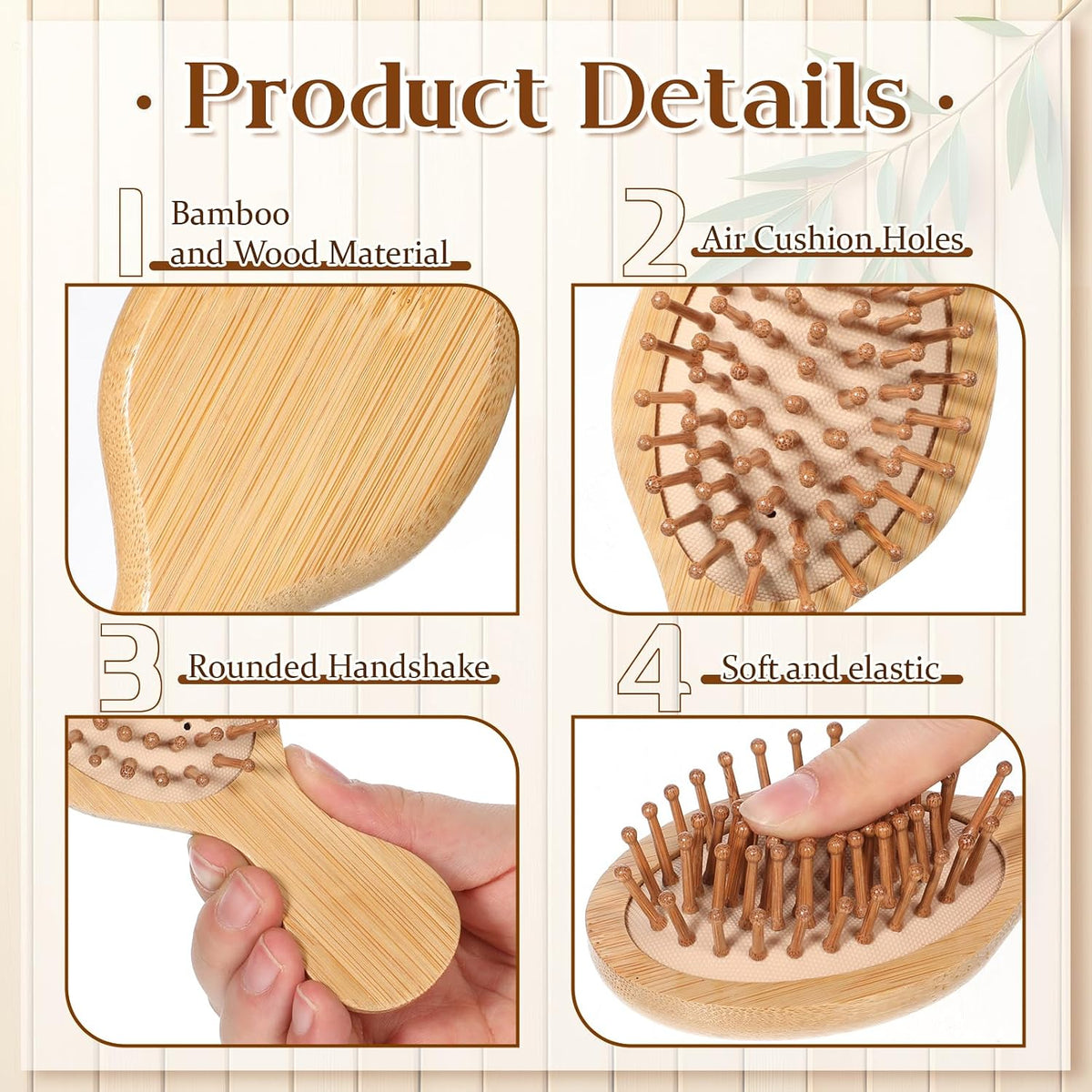 18 Pack Mini Bamboo Hair Brush Bulk, Bulk Natural Wooden Paddle Brush Detangling-Brush Paddle Mini Wood Hairbrushes Wood Hairs Brushs for Women Men Party Favors (Oval)