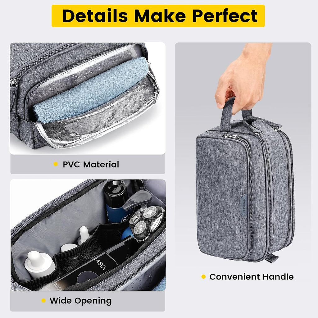 Vorspack Travel Toiletry Bag with Organized Compartment, Medium, Grey