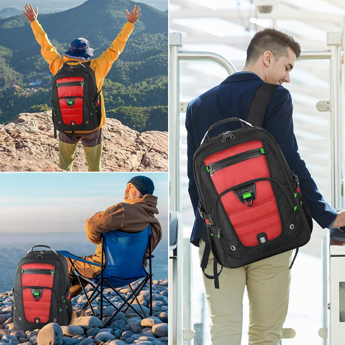 Z-MGKISS Extra Large Backpack for Men,Gaming Travel Bag Fit 18.4-19" Laptop