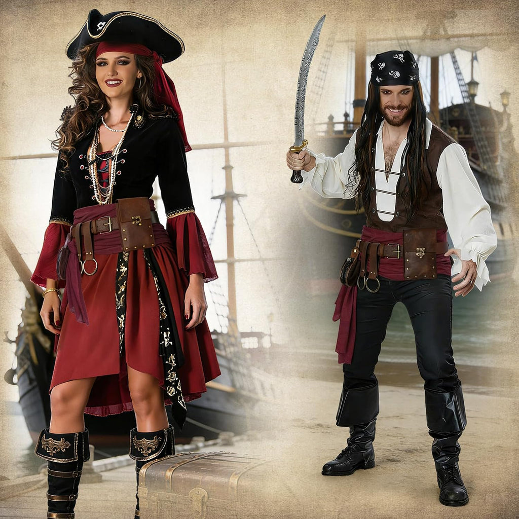 Renaissance Belt Pouch Medieval Pirate Costume Accessories Set for Cosplay
