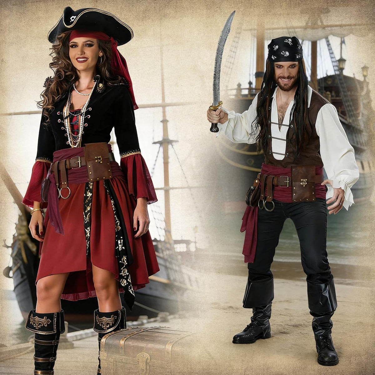 Renaissance Belt Pouch Medieval Pirate Costume Accessories Set for Cosplay