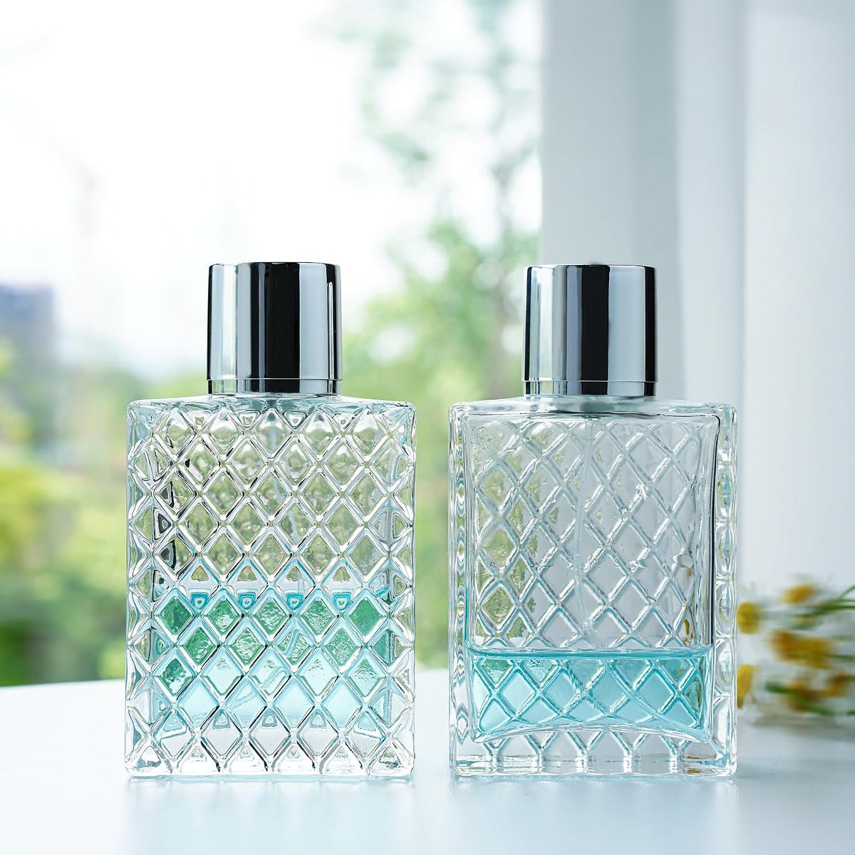 YU FENG 2 Pack Perfume Spray Bottles, 100ml/3.4oz Refillable Glass Atomizer