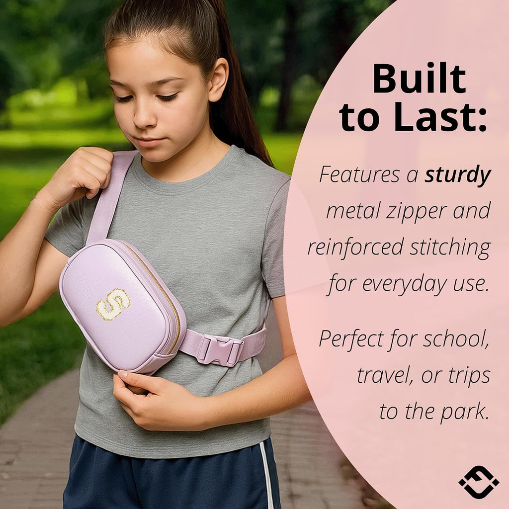 Kids Fanny Pack for Girls Initial Crossbody Belt Bag - Lavender: Letter Y