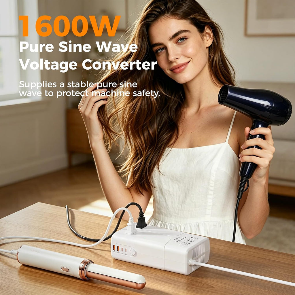 TESSAN 1600W 220V to 110V Voltage Converter US to Europe
