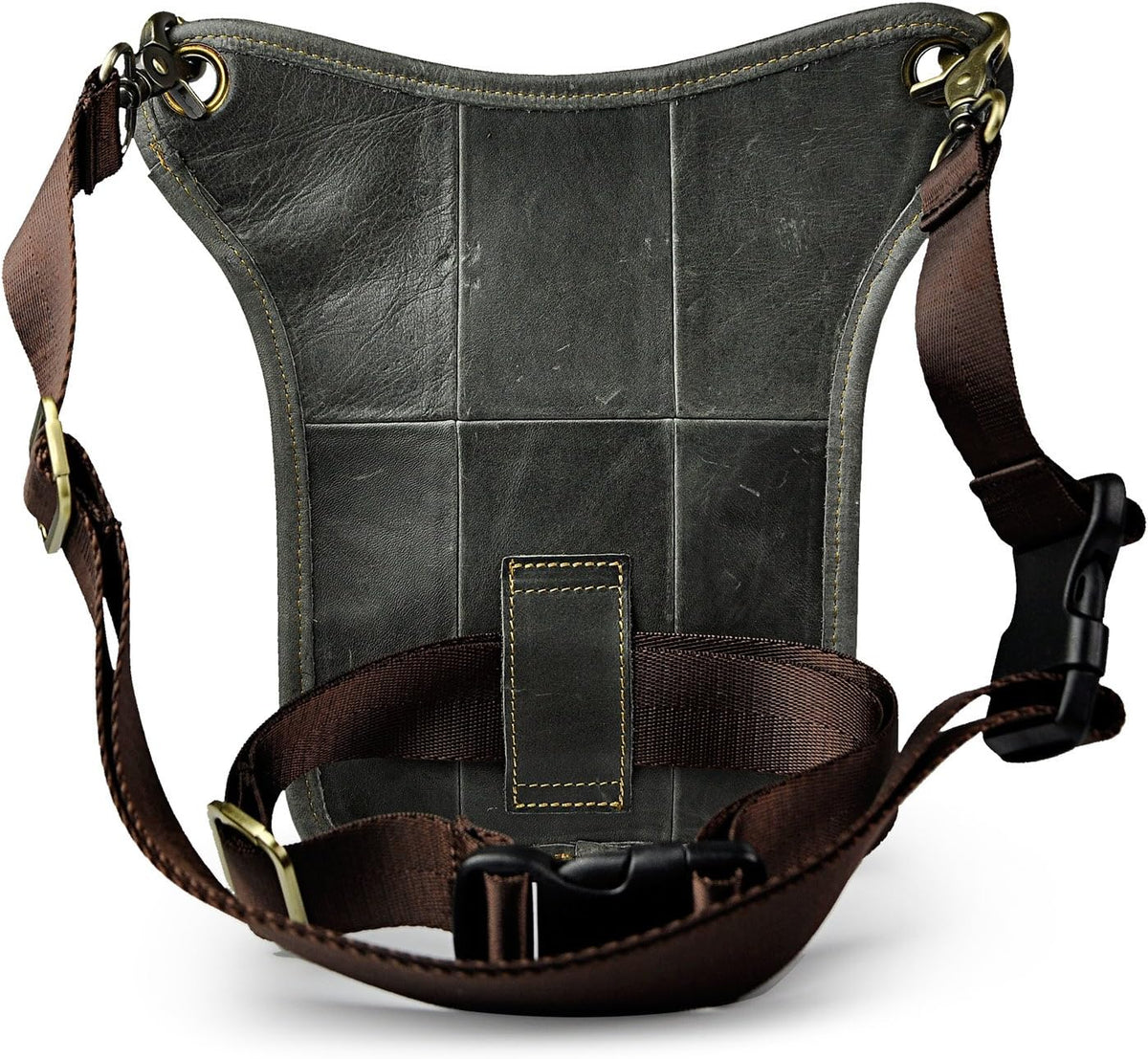 Le'aokuu Mens Genuine Leather Messenger Hiking Waist Hip Bum Pack Drop Leg Bag 211-3