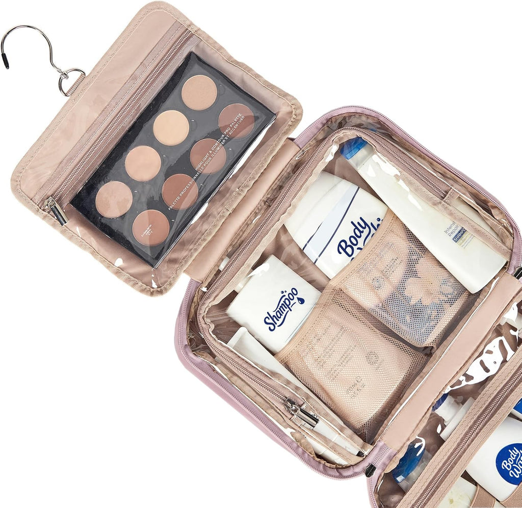 NISHEL Travel Toiletry Bag for Women Hanging Organizer Makeup Case Pockets
