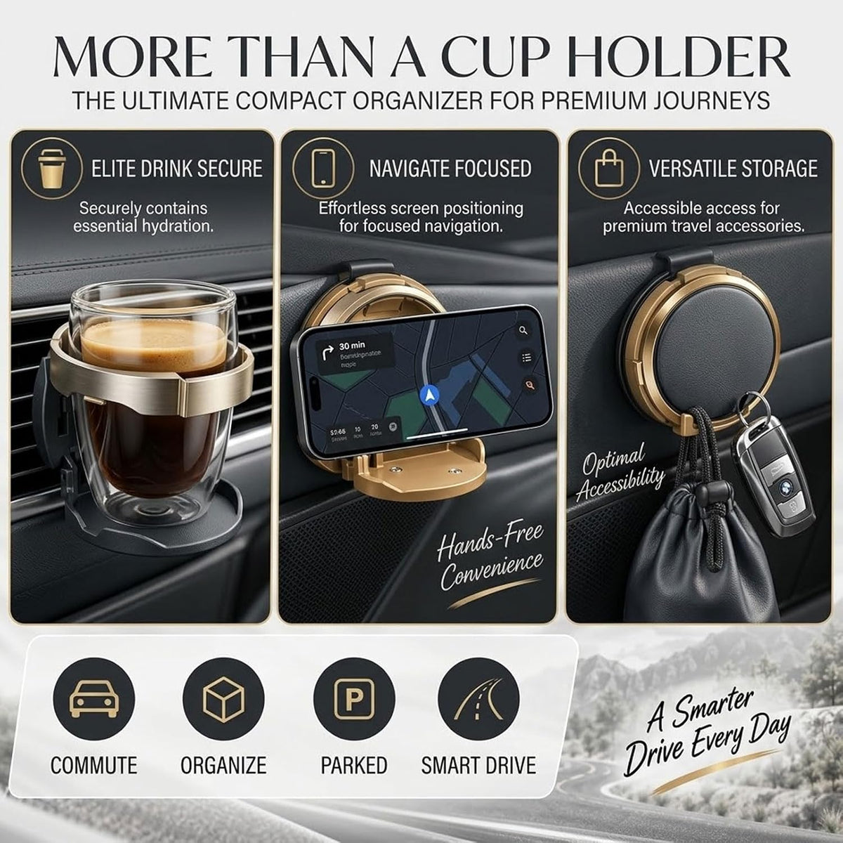2026 New Foldable Car Door Cup Holder with Hook for Cups Phone Organizer,Orange：for Seats：1 Pack,Multi-Functional Car Mount Folds to 3.94'' and Clips to Car Doors Without Tools