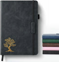 Vintage Hardcover Leather Journal Notebook, A5 Lined Notebook for Business Work School, 224 Pages 100GSM Thick No Bleed Paper, 180° Lay Flay Premium Writing Notebook for Note Taking Daily Diary Travel (Black)