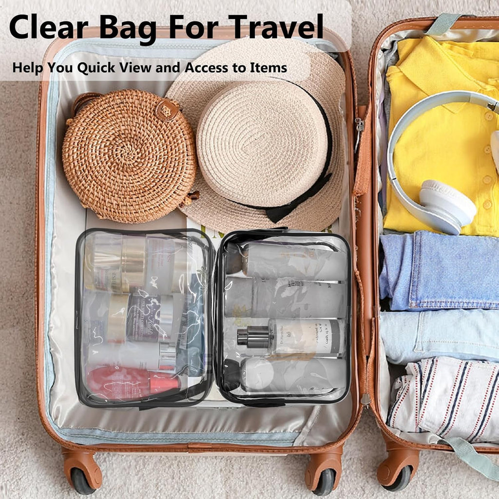 Lermende Clear Toiletry Bag TSA Approved Quart Size Travel Carry On - 5Pcs