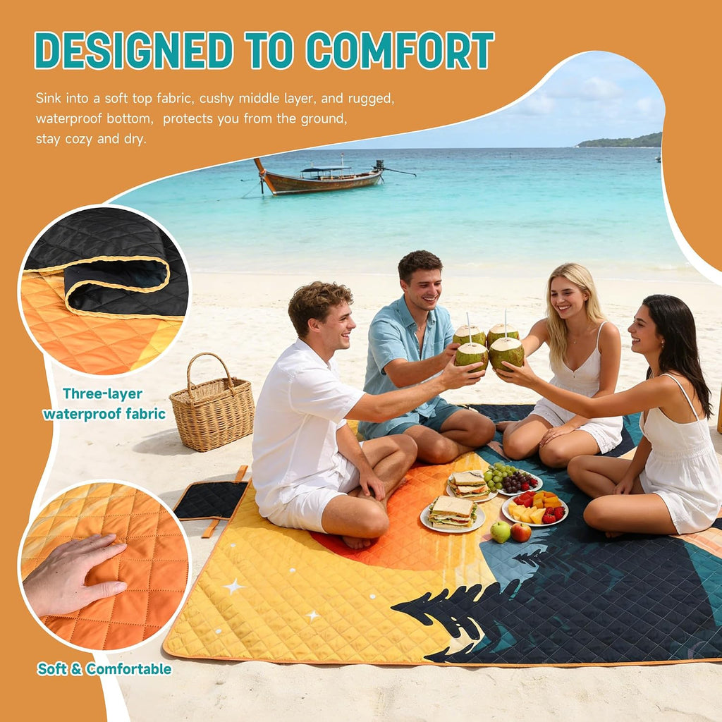 Catalonia Waterproof Picnic Blanket, Extra Large 70 x 80 Inch Outdoor Mat