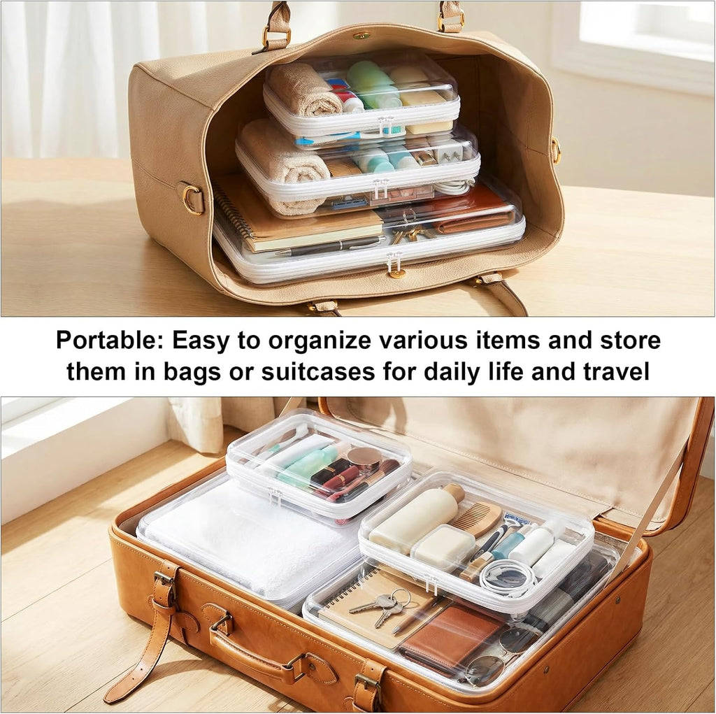 HOUYEE 3 Pack Clear Hard Shell Zipper Case (M,L,XL)