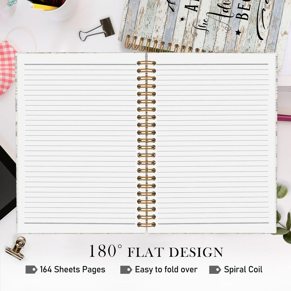 QLMX Camping Travelers Spiral Notebook, Adventure Travel Camp A4 Journal Notebook, and So the Adventure Begins Notebooks for School Work, Camp Office Supplies Gifts for Camper Women, 8.3x11.7 Inch