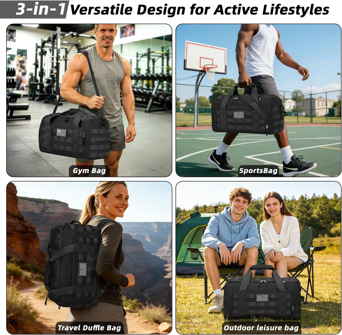 ZOMFELT Gym Bags for Men, 22x14x9 Carry On luggage Duffle Bag for Travel