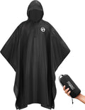 Foxelli Extra Long Rain Poncho for Tall Adults, Reusable Waterproof Hooded