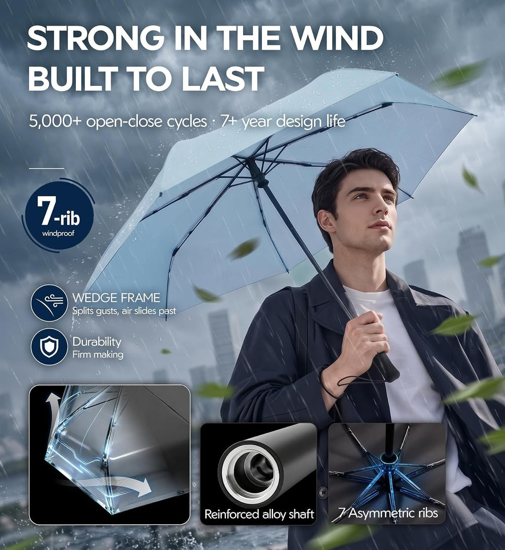 Umbrella Travel Size Compact Auto Open Close, Windproof for Rain