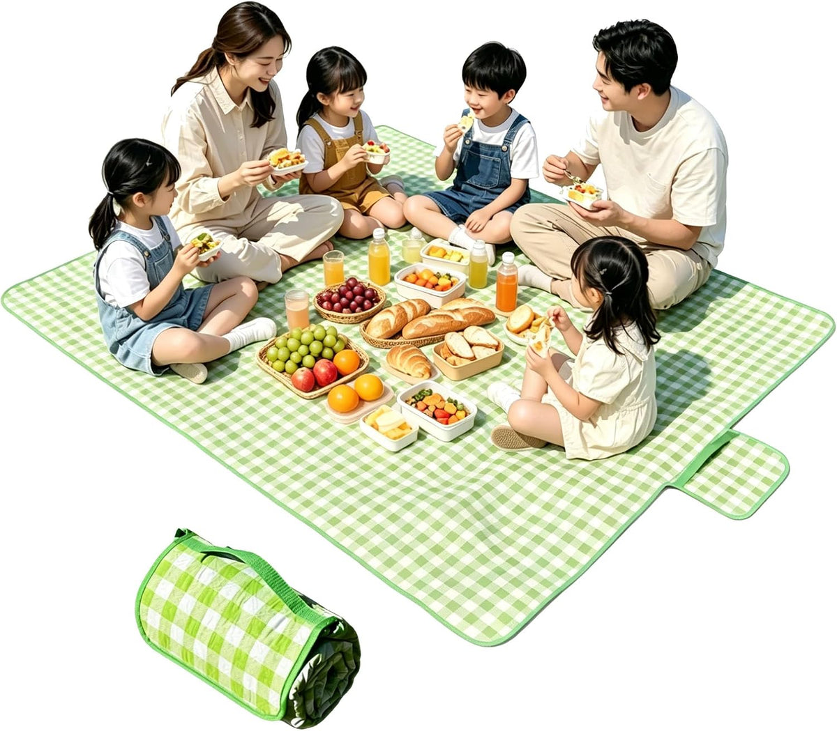 79 inch Waterproof Foldable Picnic Blanket Camping Blanket - Green
