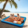 2-in-1 Sand Free Beach Blanket & Tent - 79"x83" Waterproof Picnic Blanket with Inflatable Pillows, No Pump Quick Inflation, Fits 6-10 Seated/4-6 Reclined for Family Camping Travel Backyard