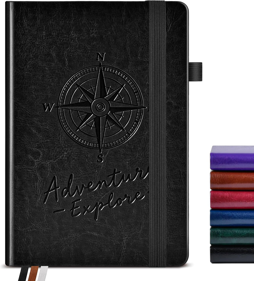 PAIBAS A5 Lined Journal, Leather Bound Notebook for Work & Travel 5.8"×8.5"