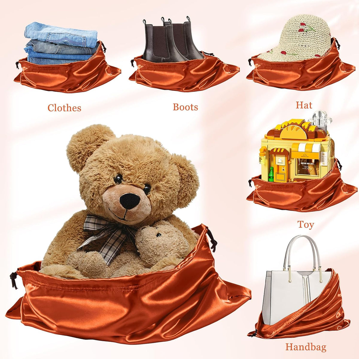 P Pothuiny 2 Pcs Satin Dust Bags for Handbags
