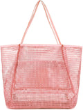 Beach Bag with Mini Pocket, Large Foldable Mesh Tote for Women, Lightweight & Travel Bag for Vacation & Outdoor