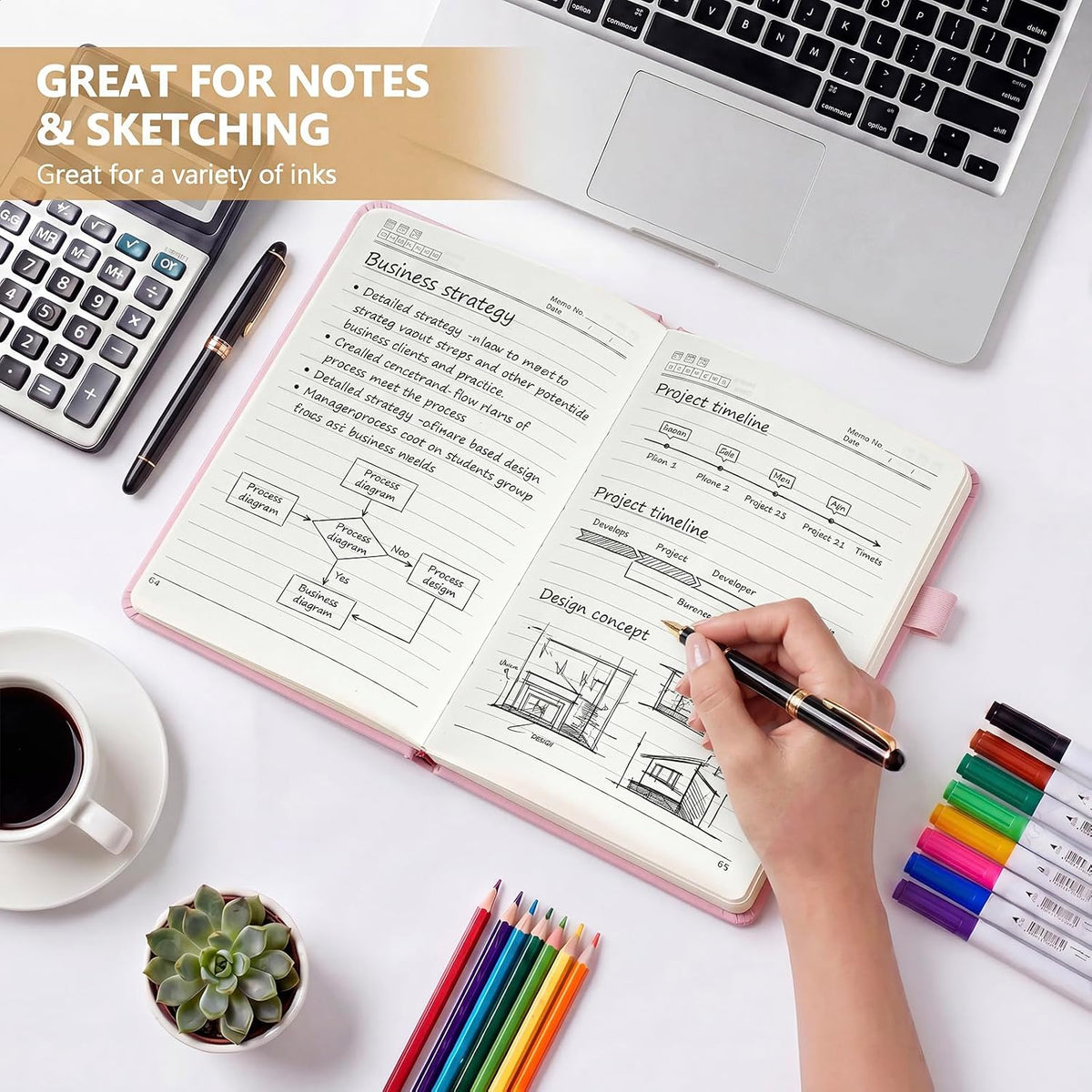 Vintage Hardcover Leather Journal Notebook, A5 Lined Notebook for Business Work School, 224 Pages 100GSM Thick No Bleed Paper, 180° Lay Flay Premium Writing Notebook for Note Taking Daily Diary Travel (Pink)