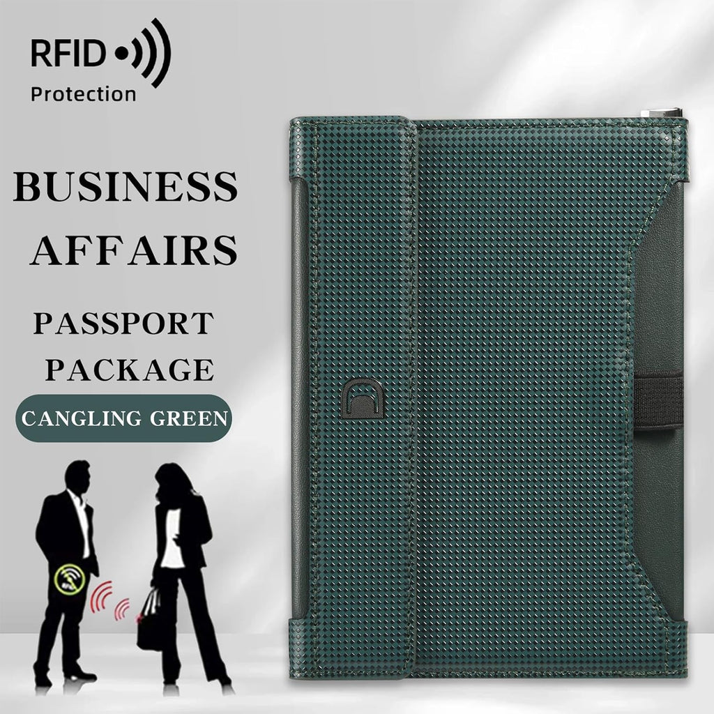 Passport Holder for Travel Essentials, RFID Blocking PU Leather Passport Wallet Cover Card holder Case Passport Book Holders for Women and Men, Dark Green