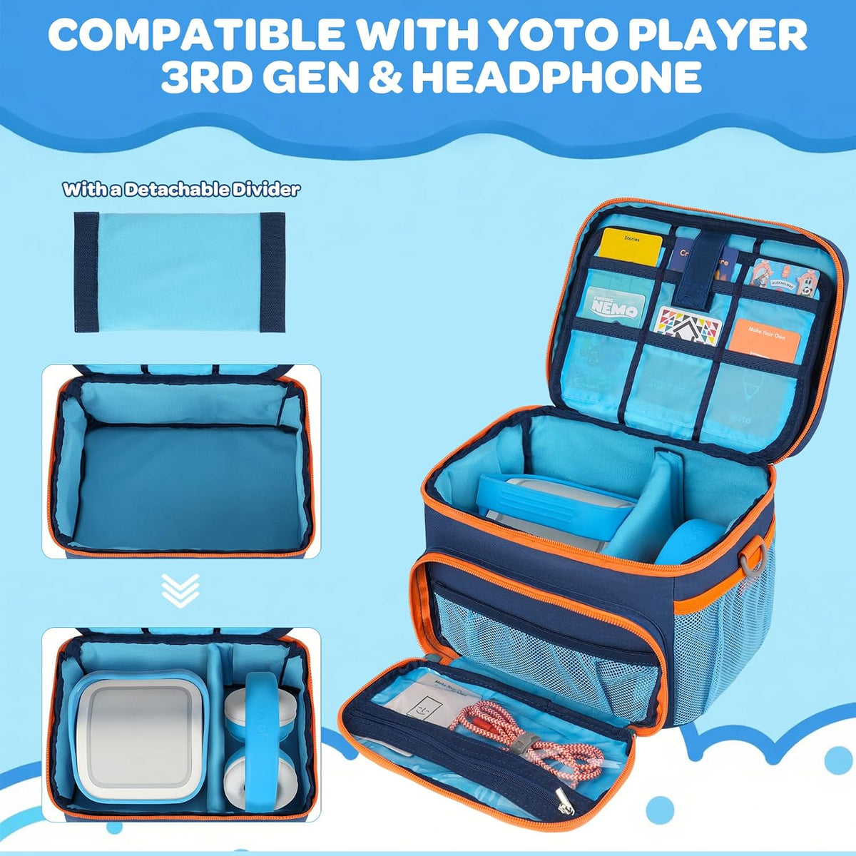 Carrying Case Fit for Yoto Player 3rd Generation & Headphone,Holds 30 Cards